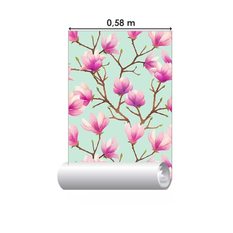 Papel de Parede Adesivo Flor de Cerejeira em Fundo Azul N07011 - Papel na Parede