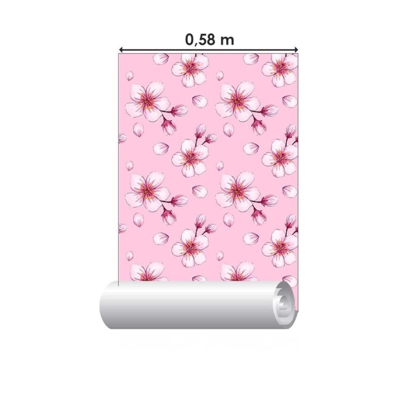 Papel de Parede Adesivo Flor de Cerejeira Rosa N06128 - Papel na Parede