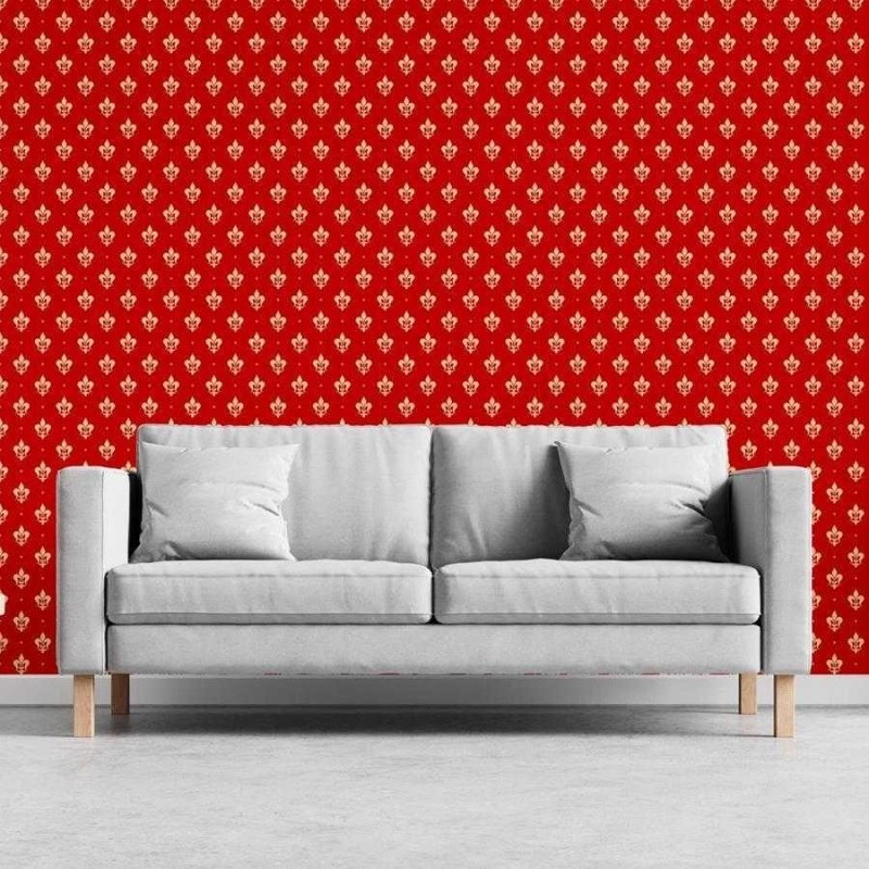 Papel de Parede Adesivo Flor-de-Lis Vermelho N06114 - Papel na Parede