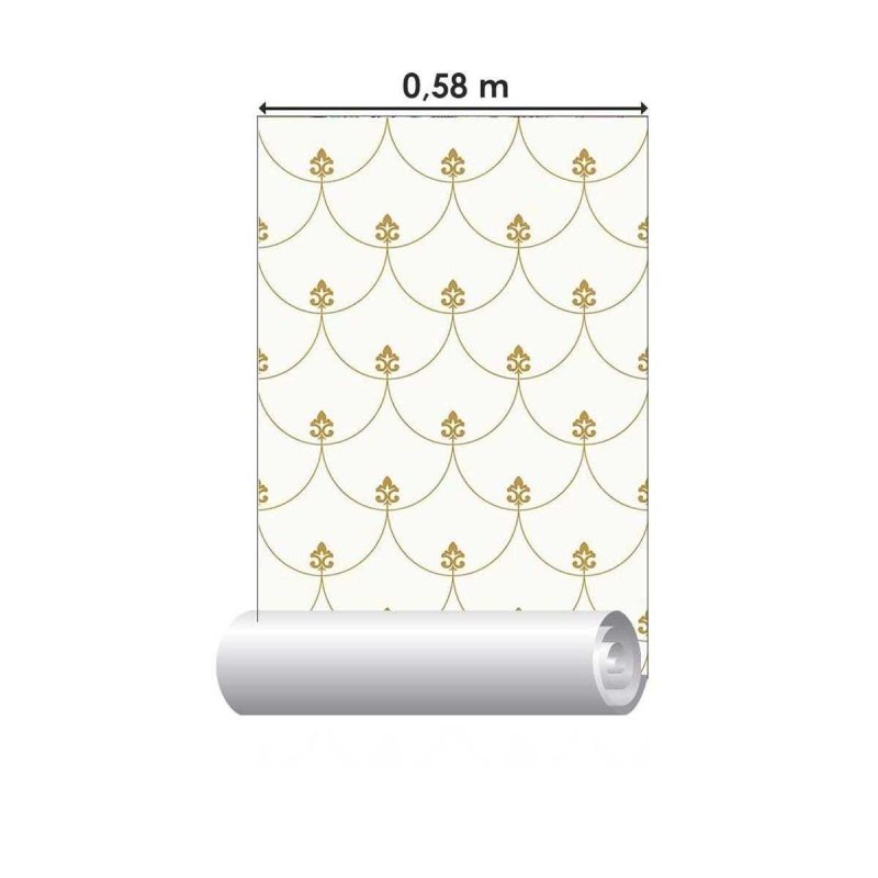 Papel de Parede Adesivo Flor de Liz e Escama de Peixe N05269 - Papel na Parede