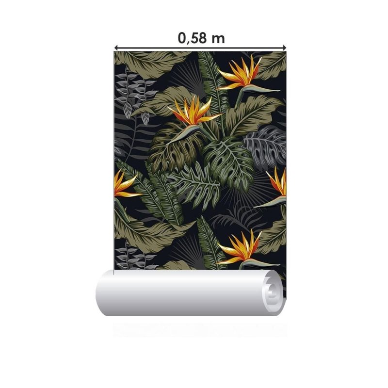 Papel de Parede Adesivo Flor e Folhas Tropicais N09028 - Papel na Parede