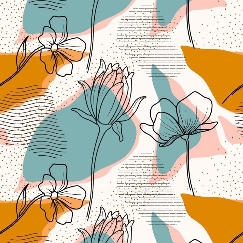 Papel de Parede Adesivo floral abstrato N014143 - Papel na Parede