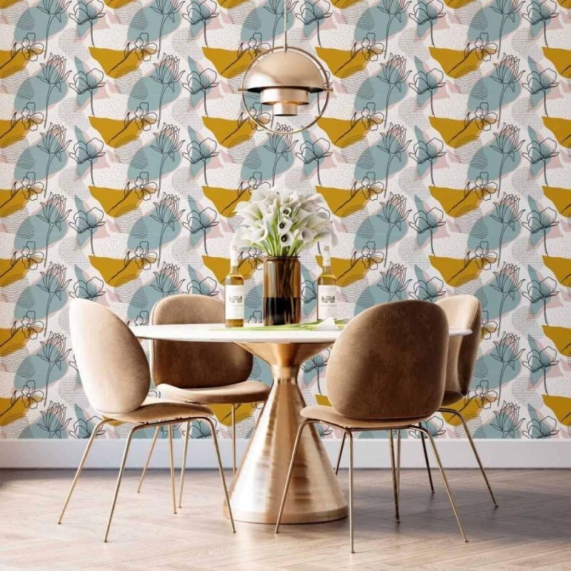 Papel de Parede Adesivo floral abstrato N014143 - Papel na Parede