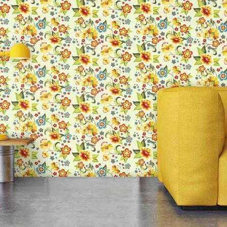 Papel de Parede Adesivo Floral Amarelo 1309 - Papel na Parede