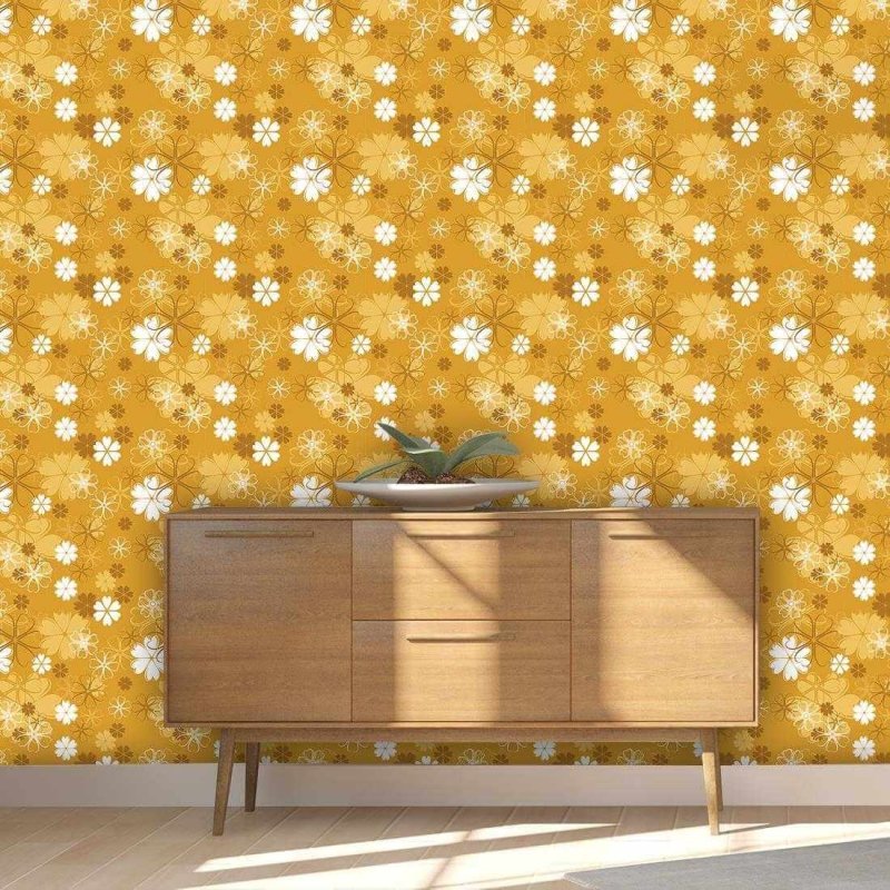 Papel de Parede Adesivo Floral Amarelo 14 - Papel na Parede