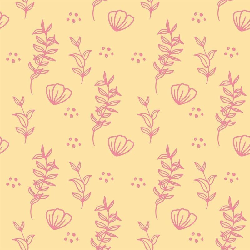 Papel de Parede Adesivo Floral Amarelo e Rosa N08039 - Papel na Parede