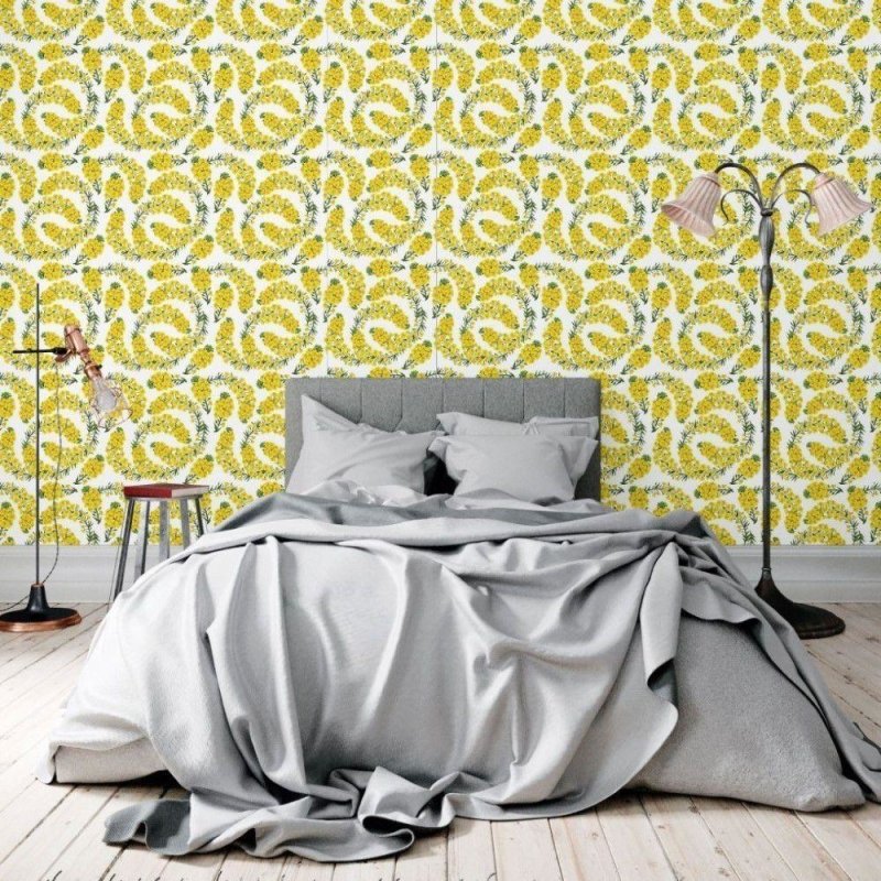 Papel de Parede Adesivo Floral Amarelo N018060 - Papel na Parede