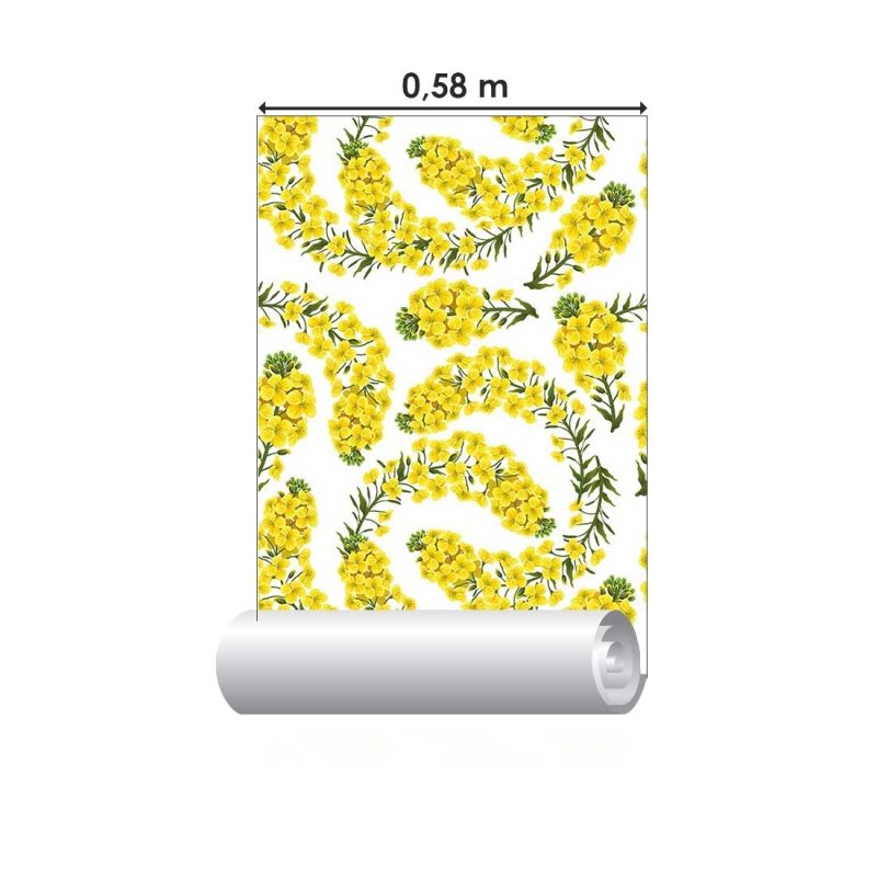 Papel de Parede Adesivo Floral Amarelo N018060 - Papel na Parede