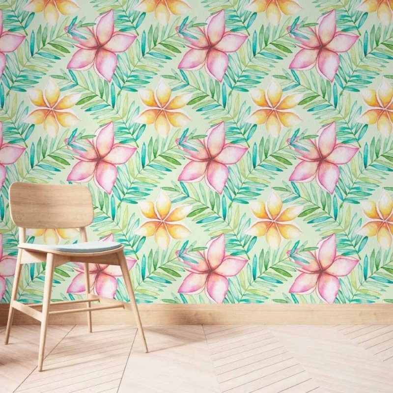 Papel de Parede Adesivo Floral Aquarela Folhas N014192 - Papel na Parede