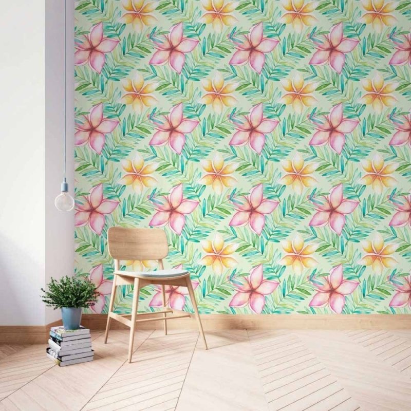 Papel de Parede Adesivo Floral Aquarela Folhas N014192 - Papel na Parede