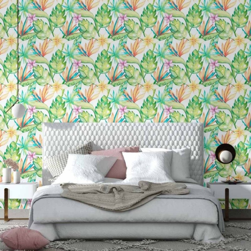 Papel de Parede Adesivo Floral Aquarela Folhas N014193 - Papel na Parede