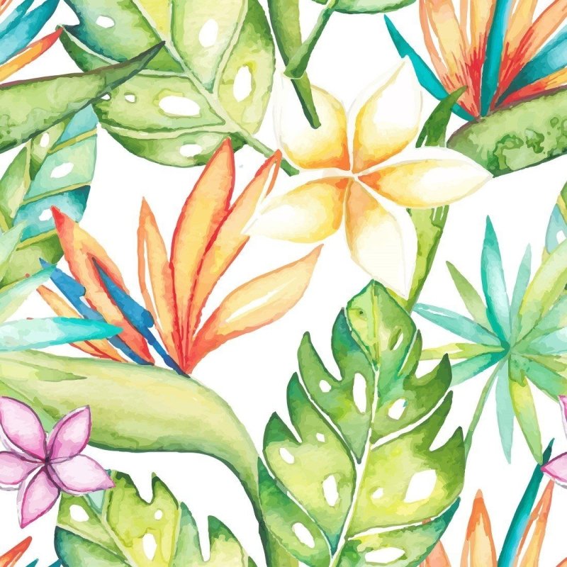 Papel de Parede Adesivo Floral Aquarela Folhas N014193 - Papel na Parede