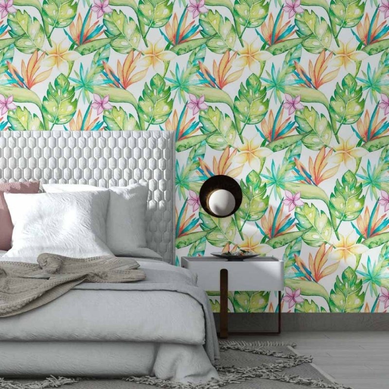 Papel de Parede Adesivo Floral Aquarela Folhas N014193 - Papel na Parede