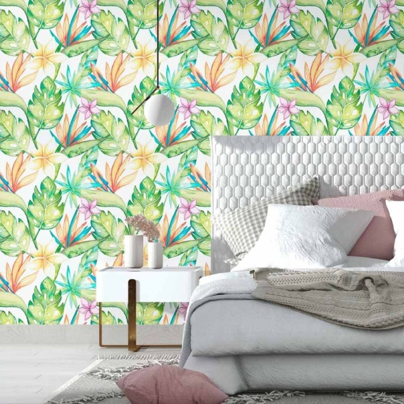 Papel de Parede Adesivo Floral Aquarela Folhas N014193 - Papel na Parede