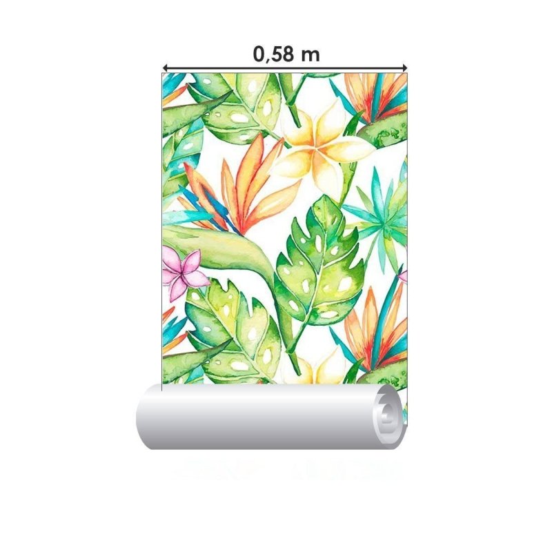 Papel de Parede Adesivo Floral Aquarela Folhas N014193 - Papel na Parede