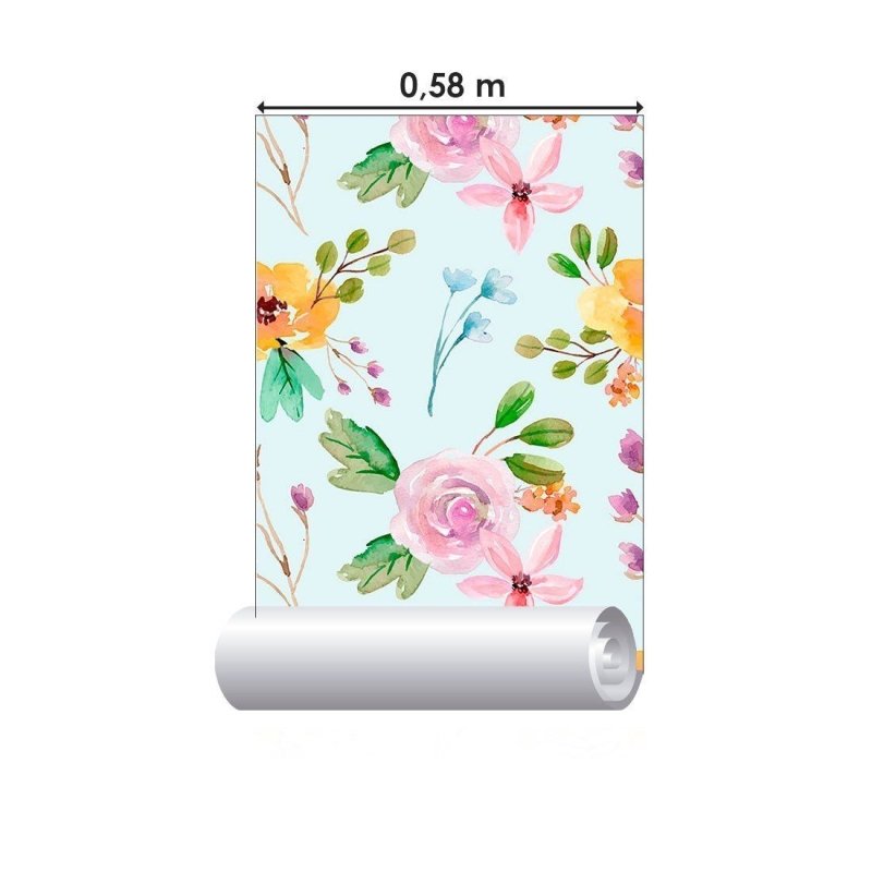 Papel de Parede Adesivo Floral Aquarela N012049 - Papel na Parede