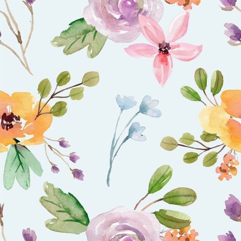 Papel de Parede Adesivo Floral Aquarela N012049 - Papel na Parede