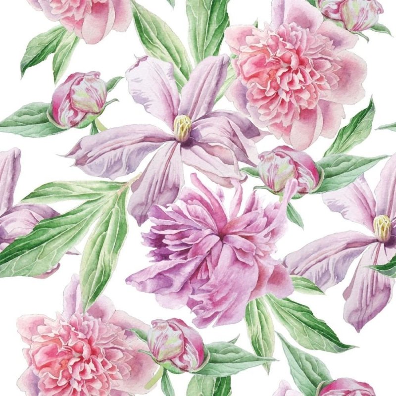 Papel de Parede Adesivo Floral Aquarela N015133 - Papel na Parede