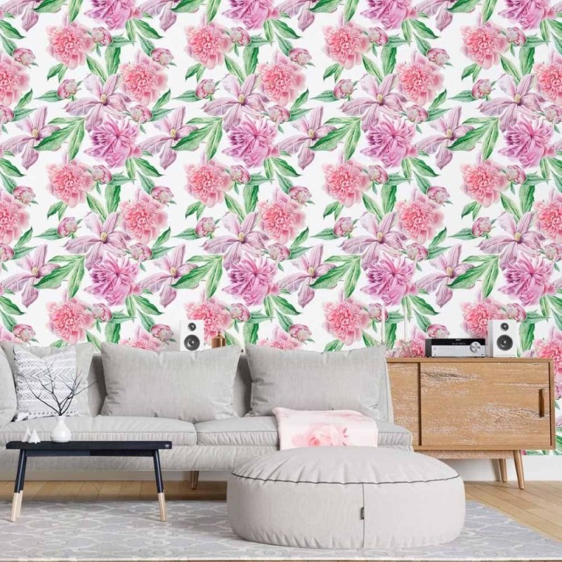 Papel de Parede Adesivo Floral Aquarela N015133 - Papel na Parede