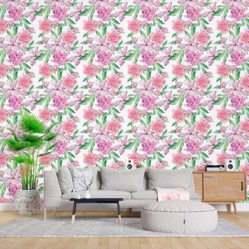 Papel de Parede Adesivo Floral Aquarela N015133 - Papel na Parede
