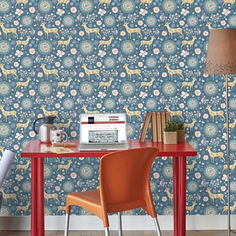 Papel de Parede Adesivo Floral Azul 1301 - Papel na Parede