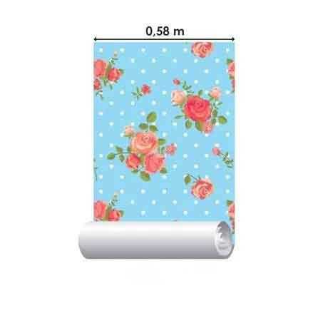 Papel de Parede Adesivo Floral Azul 131105234 - Papel na Parede