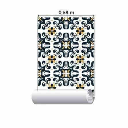 Papel de Parede Adesivo Floral Azul 153281366 - Papel na Parede