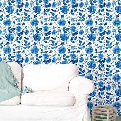 papel de parede Adesivo floral Azul 213605350 - Papel na Parede