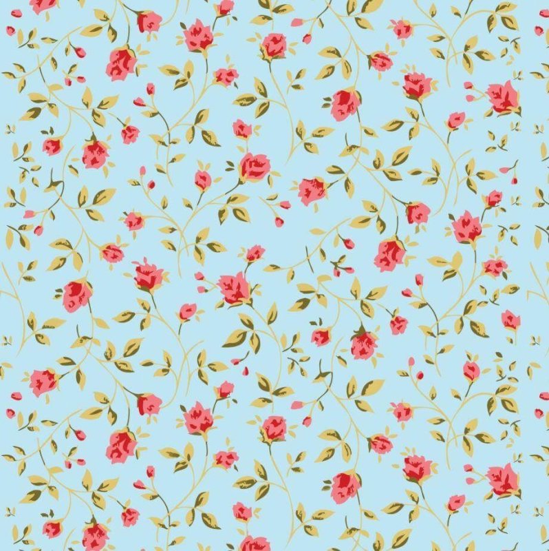 Papel de Parede Adesivo Floral Azul 226 - Papel na Parede