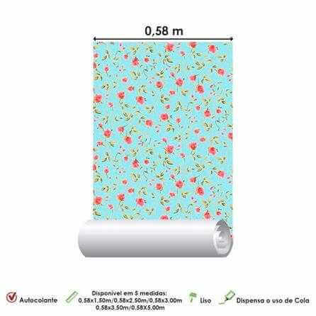 Papel de Parede Adesivo Floral Azul 226 - Papel na Parede