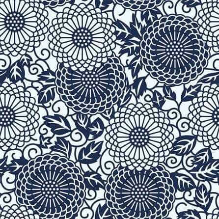 Papel de Parede Adesivo Floral Azul e branco 210208 - Papel na Parede