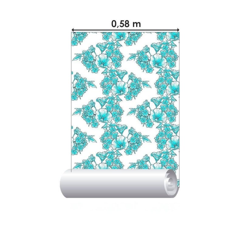 Papel de Parede Adesivo Floral Azul N012114 - Papel na Parede