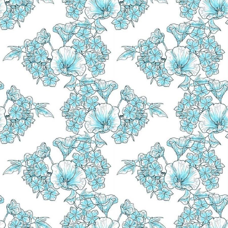 Papel de Parede Adesivo Floral Azul N012114 - Papel na Parede