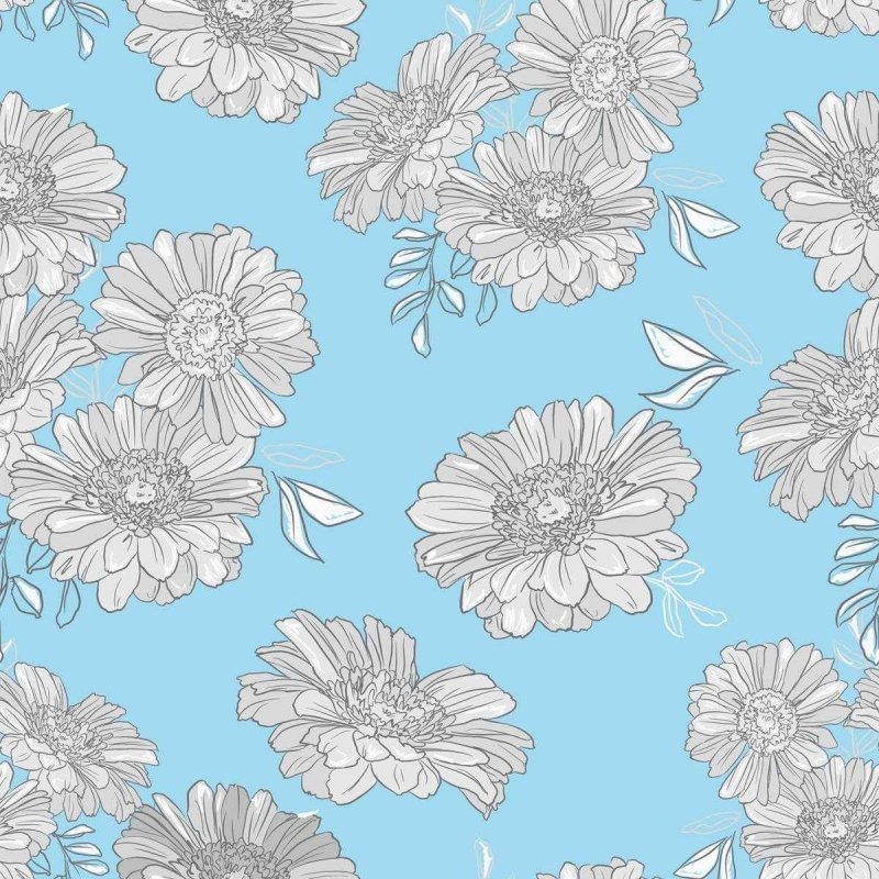 Papel de Parede Adesivo Floral Azul N04065 - Papel na Parede