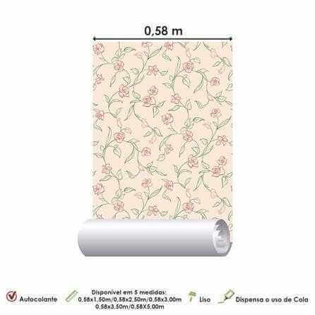 Papel de Parede Adesivo Floral Bege 225 - Papel na Parede