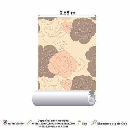 Papel de Parede Adesivo Floral Bege 478 - Papel na Parede