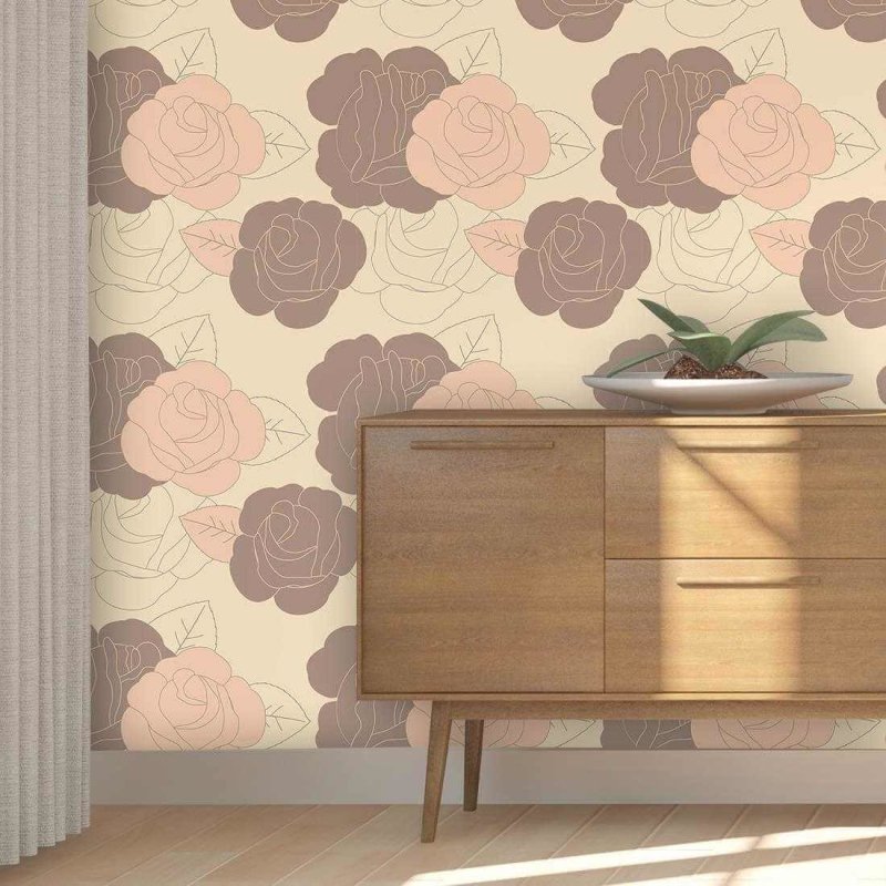 Papel de Parede Adesivo Floral Bege 478 - Papel na Parede