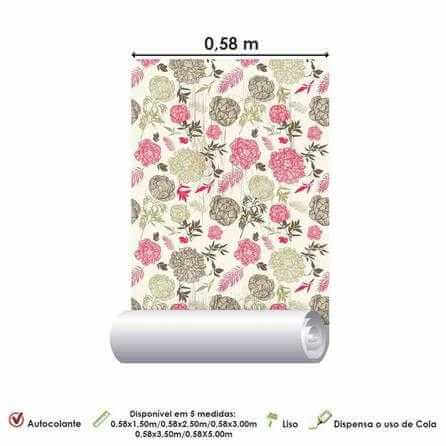 Papel de Parede Adesivo Floral Bege 685 - Papel na Parede