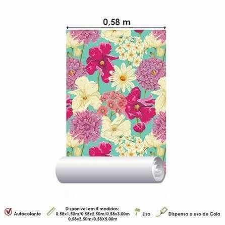Papel de Parede Adesivo Floral Colorido 151599020 - Papel na Parede
