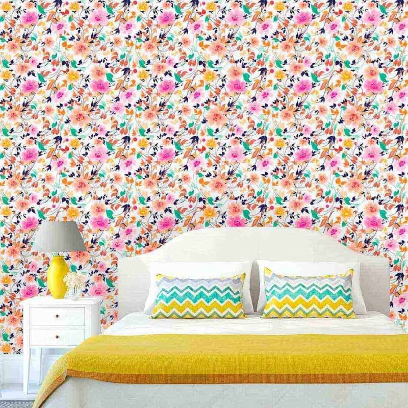 Papel de Parede Adesivo Floral Colorido 539 - Papel na Parede
