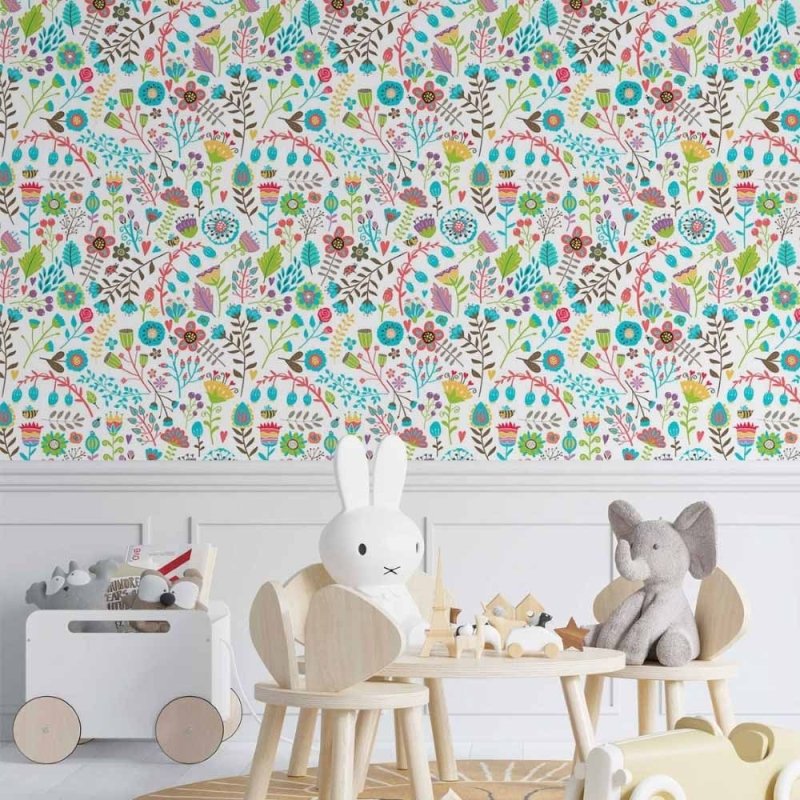 Papel de Parede Adesivo floral colorido N014043 - Papel na Parede