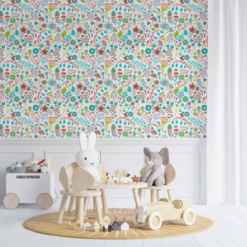 Papel de Parede Adesivo floral colorido N014043 - Papel na Parede