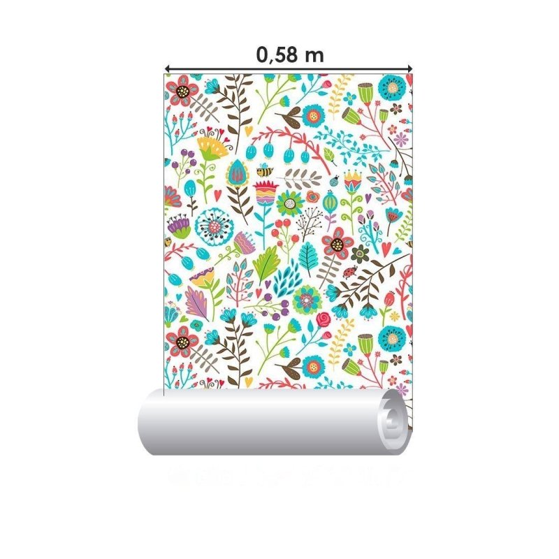 Papel de Parede Adesivo floral colorido N014043 - Papel na Parede