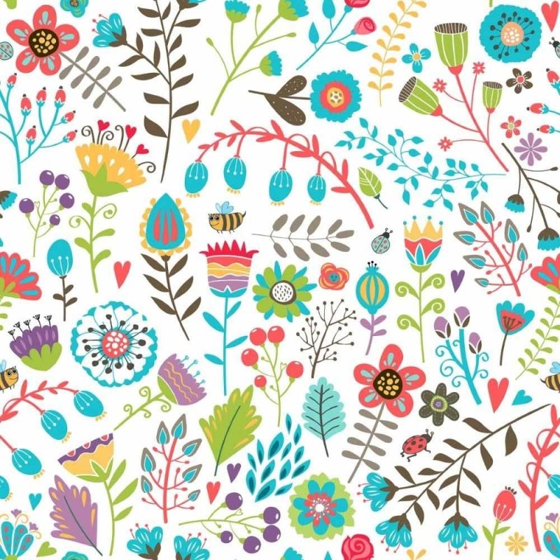 Papel de Parede Adesivo floral colorido N014043 - Papel na Parede