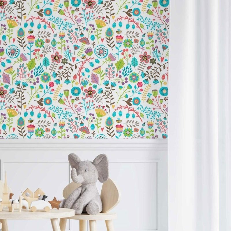 Papel de Parede Adesivo floral colorido N014043 - Papel na Parede