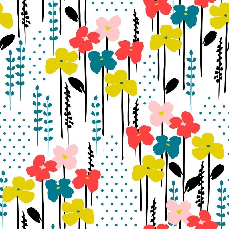 Papel de Parede Adesivo Floral com Poá N012043 - Papel na Parede