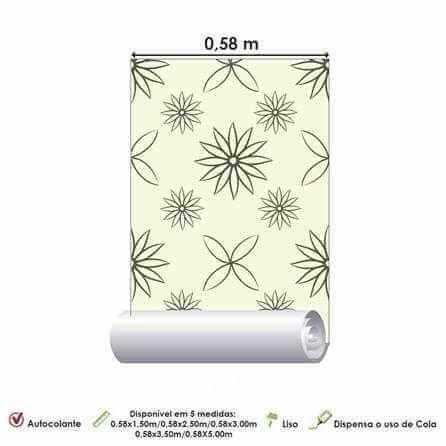 Papel de Parede Adesivo Floral Contorno 1264 - Papel na Parede