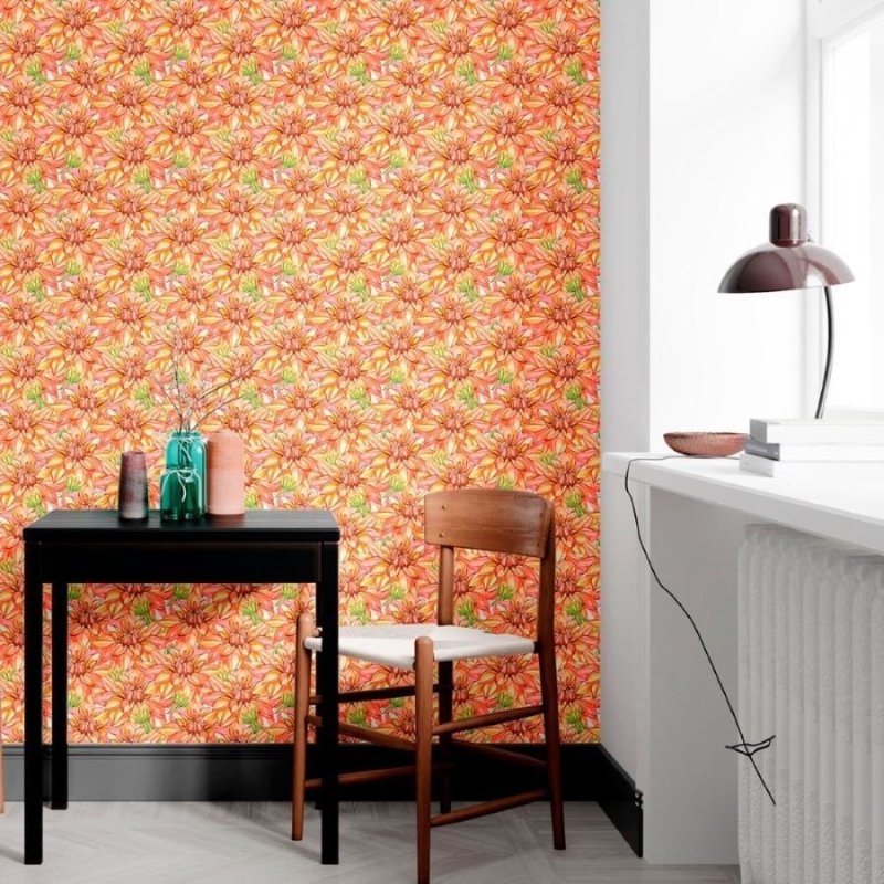 Papel de Parede Adesivo Floral Dálias N012147 - Papel na Parede