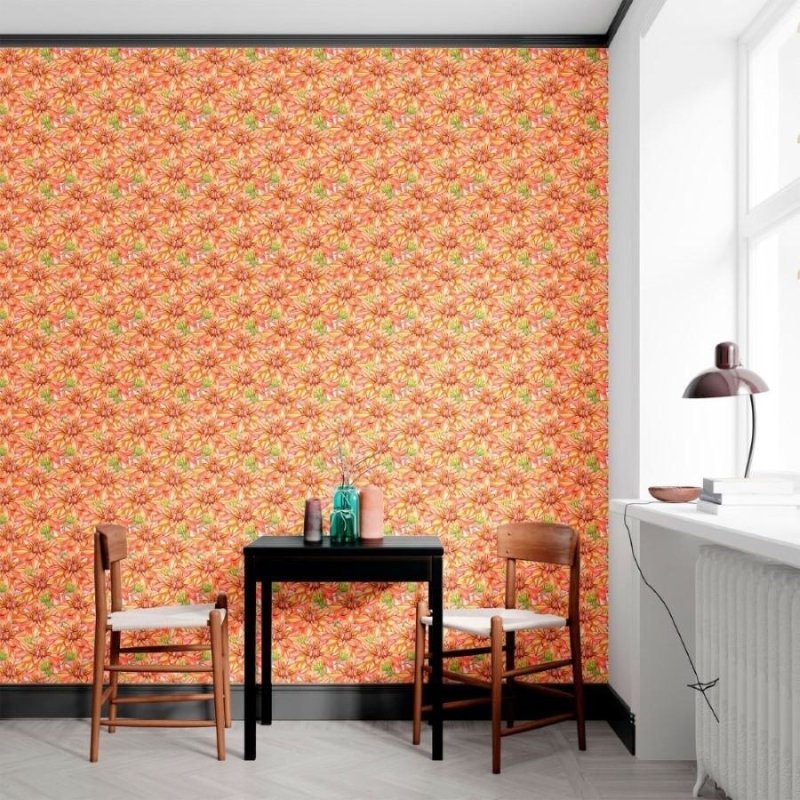 Papel de Parede Adesivo Floral Dálias N012147 - Papel na Parede