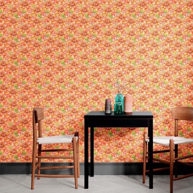Papel de Parede Adesivo Floral Dálias N012147 - Papel na Parede